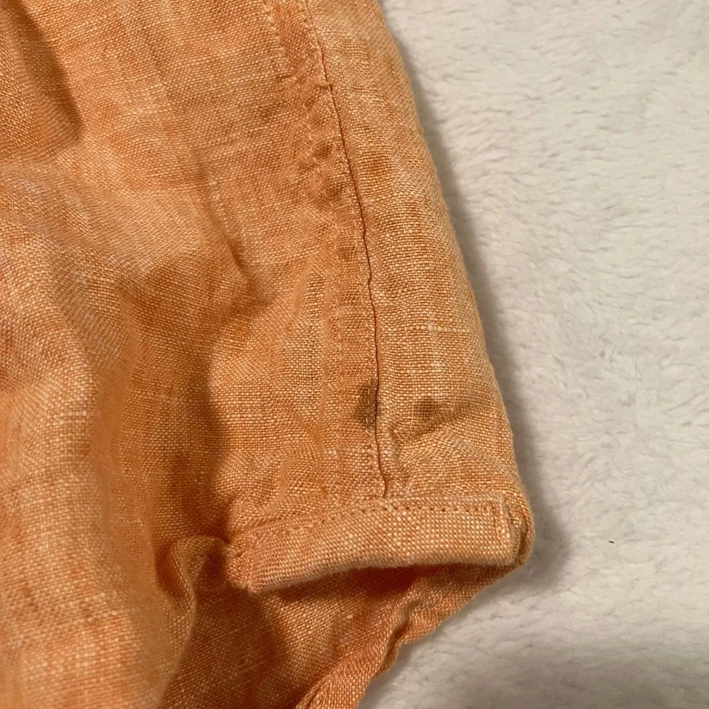 Banana Republic 100% Linen Long Sleeve Button Up Shirt Men's XL Orange